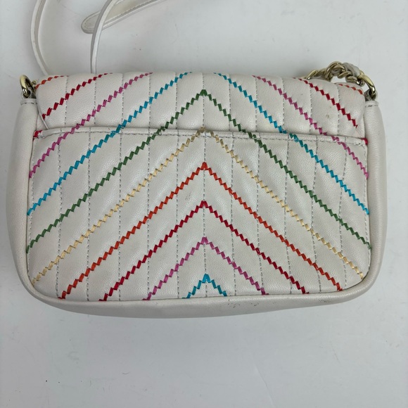 Karl Lagerfeld- Paris off-white leather bag /chain strap and mult-colored stitch - Picture 3 of 16